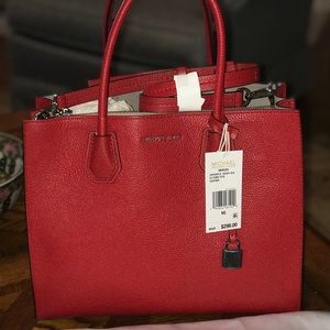 Michael Kors Bright Red leather Mercer tote